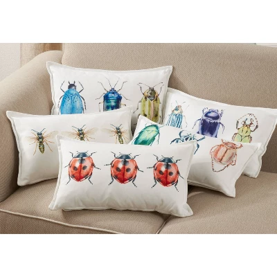 12"x20" Bees Poly Filled Throw Pillow White - SARO 3 12"x20" Bees Poly Filled Throw Pillow White - SARO - Image 3