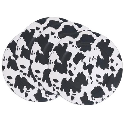 Saro Lifestyle Cow Spot Pattern Charger Plate (Set Of 4), 13"x13", Black 2 Saro Lifestyle Cow Spot Pattern Charger Plate (Set Of 4), 13"x13", Black - Image 2