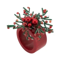 Saro Lifestyle Festive Fiesta Beaded Napkin Ring (Set Of 4), Red -Saro Lifestyle GUEST 8ee93aac 04e0 418b a98e 63a341b942ef