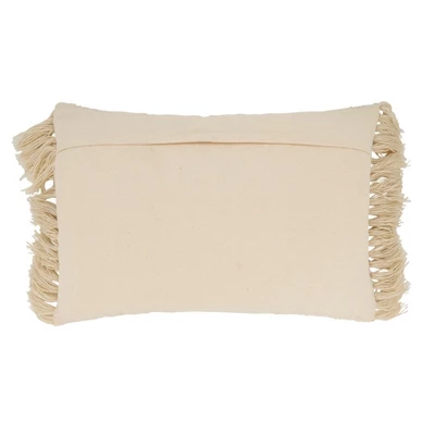 Saro Lifestyle Fringe Haven Outdoor Poly Filled Throw Pillow, 16"x24", Beige 1 Saro Lifestyle Fringe Haven Outdoor Poly Filled Throw Pillow, 16"x24", Beige