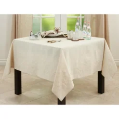 Saro Lifestyle Embroidered Swirl Natural Linen Blend Tablecloth -Saro Lifestyle GUEST 900c17d3 4497 42c3 8933 7e66c0d7c70b