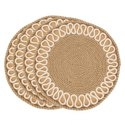 Saro Lifestyle Rustic Rope Weave Placemat (Set Of 4), Beige, 12"x12" 2 Saro Lifestyle Rustic Rope Weave Placemat (Set Of 4), Beige, 12"x12" - Image 2