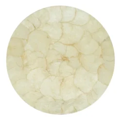 Saro Lifestyle Table Placemats With Floral Capiz Design (Set Of 4), Black