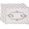 Saro Lifestyle Embroidered Christmas Placemat, 14"x20" Oblong, Ivory (Set Of 4)