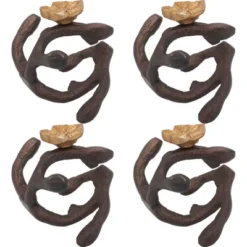 Saro Lifestyle Orchid Design Twigs Napkin Rings (Set Of 4)