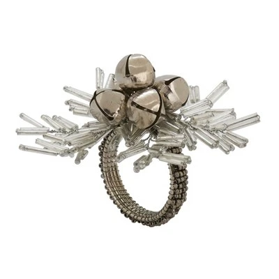 Saro Lifestyle Holiday Napkin Rings With Beaded Snowflake And Bells Design (Set Of 4) 6 Saro Lifestyle Holiday Napkin Rings With Beaded Snowflake And Bells Design (Set Of 4) - Image 6