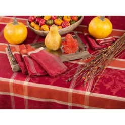 Saro Lifestyle Pumpion Collection Plaid Design Dinner Napkins (Set Of 12) - 20 X 20