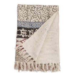 Saro Lifestyle Saro Lifestyle Cotton Throw With Blocked Print Design, Multi, 47"x70"
