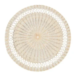 Saro Lifestyle Rattan Loopy Spiral Placemat (Set Of 4), Beige, 15"x15"