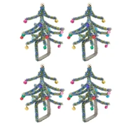 Saro Lifestyle Beaded Christmas Tree Napkin Ring (Set Of 4)