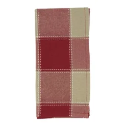Saro Lifestyle Stitched Plaid Cotton And Poly Blend Table Napkins (Set Of 4) -Saro Lifestyle GUEST 96b7cc86 00fb 4a99 90cc 459004c337a9
