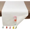 Saro Lifestyle Colorburst Tassel Table Runner, Off-White, 16" X 72"