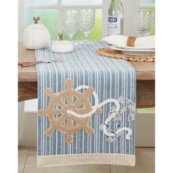 Saro Lifestyle Table Runner With Helm And Anchor Design -Saro Lifestyle GUEST 985d29e9 b06c 446f 8c80 a172a5995d4e