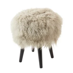 Saro Lifestyle Mongolian Lamb Fur Stool -Saro Lifestyle GUEST 98ce7401 5f1c 492c b5c5 072c4f571cc8