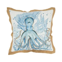 Saro Lifestyle Whimsical Outdoor Octopus Poly Filled Pillow, 18"x18", Blue -Saro Lifestyle GUEST 991e1b2f ffc9 444f 86aa 67eaf439b754