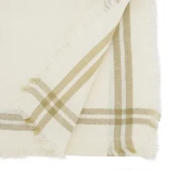 Saro Lifestyle Trendy Fringed Stripe Table Runner, Beige, 13"x72"