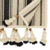Saro Lifestyle Wood Bead Tassel Trimmed Stripe Table Runner, Black, 13"x72"