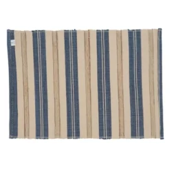 Saro Lifestyle Striped Placemat, 14"x20" Oblong, Periwinkle Blue (set Of 4 Pcs)