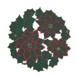 Saro Lifestyle Winter Bloom Placemat (Set Of 4), 15", Red/Green