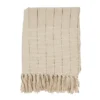50"x60" Rugged Elegance Striped Fringe Throw Blanket Natural - Saro Lifestyle: Cozy Cotton, Machine Washable