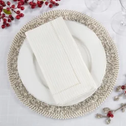 Saro Lifestyle Hemstitched Design Napkin, 20" Square, Ivory (Set Of 12) -Saro Lifestyle GUEST a1e5498d 2715 4320 8ec4 330a256de33e