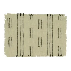 Saro Lifestyle Table Placemats With Dash Line Design (Set Of 4), Ivory