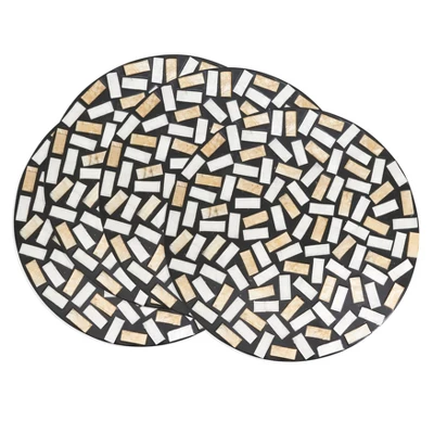 Saro Lifestyle Natural Shell Fragment Placemat (Set Of 4), 15"x15", Black 2 Saro Lifestyle Natural Shell Fragment Placemat (Set Of 4), 15"x15", Black - Image 2