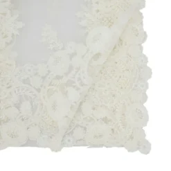Saro Lifestyle Floral Net Lace Table Runner, 15"x72", Off-White