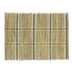 Saro Lifestyle Table Mats With Stripe Water Hyacinth Design (Set Of 4), Beige