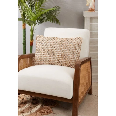 12"x20" Oversized Rope Design Poly Filled Lumbar Throw Pillow Ivory - Saro Lifestyle 2 12"x20" Oversized Rope Design Poly Filled Lumbar Throw Pillow Ivory - Saro Lifestyle - Image 2