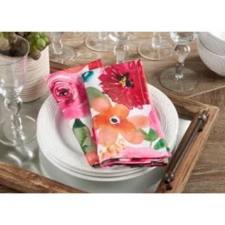 Saro Lifestyle Floral Design Table Napkins (Set Of 12), 20"x20", Multicolored -Saro Lifestyle GUEST a960380a 402d 485a 8ea1 8ed7e774c27e