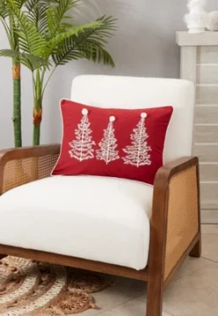 Saro Lifestyle Charming Christmas Trees Throw Pillow Cover, 14"x20", Red -Saro Lifestyle GUEST a9623102 2e61 4076 a0fd a3efebeb26f1