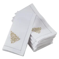 Saro Lifestyle Handmade Pine Tree Embroidery Napkin With Hemstitched Border (Set Of 6), 20"x20", White 5 Saro Lifestyle Handmade Pine Tree Embroidery Napkin With Hemstitched Border (Set Of 6), 20"x20", White -Saro Lifestyle GUEST aa2848c0 f724 46ae bbc7 c1d2221b8ad1
