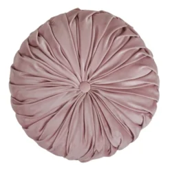 14" Velvet Pintucked Poly Filled Round Throw Pillow Blush - Saro Lifestyle