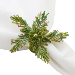 Saro Lifestyle Beaded Napkin Ring, Green (Set Of 4) -Saro Lifestyle GUEST ab055569 1ccb 4659 9c79 47a1f4f9b003