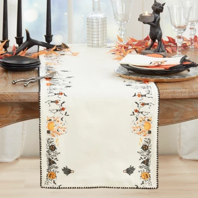 Saro Lifestyle Halloween Town Table Runner, 16"x72", Black 2 Saro Lifestyle Halloween Town Table Runner, 16"x72", Black - Image 2