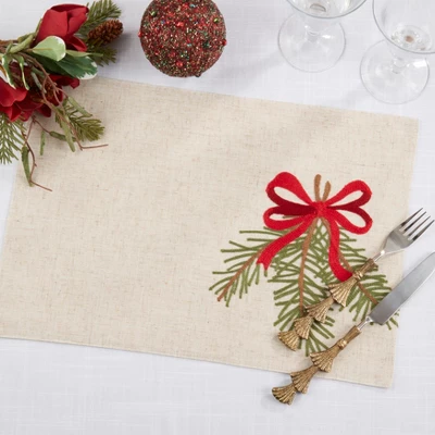 Saro Lifestyle Linen Blend Frosted Pine Placemat (Set Of 4), 13"x19", Natural 3 Saro Lifestyle Linen Blend Frosted Pine Placemat (Set Of 4), 13"x19", Natural - Image 3