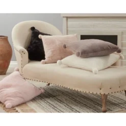 18"x18" Poly-Filled Faux Rabbit Fur Square Throw Pillow - Saro Lifestyle -Saro Lifestyle GUEST ac05ad80 9c51 49ae b44e 6cbdc67d7469