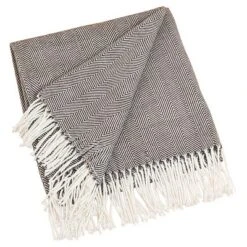 50"X60" Herringbone Tassel Fringe Throw Blanket - Saro Lifestyle -Saro Lifestyle GUEST ac213076 b0a7 447e 9020 2fc2a7cd295c