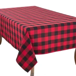 104"x70" Buffalo Plaid Tablecloth Red/Black - Saro Lifestyle -Saro Lifestyle GUEST ac5a57ae b6d4 4e97 8068 789e2eb000d8