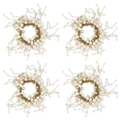 Saro Lifestyle Saro Lifestyle Pearl Design Table Napkin Rings (Set Of 4), Ivory,