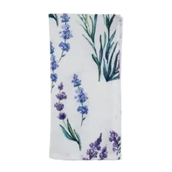12pk Polyester Lavender Print Table Napkins - Saro Lifestyle: Floral Botanical Kitchen Textiles, Machine Washable