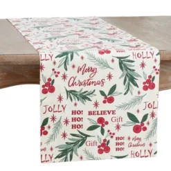 Saro Lifestyle Holly Christmas Design Table Runner -Saro Lifestyle GUEST ad390f04 f504 49b1 98cf bb97861a9625