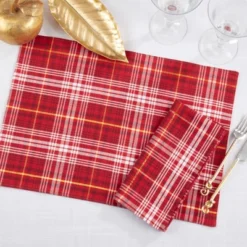 Saro Lifestyle Rustic Recycled Plaid Placemat And Napkin (Set Of 8), Red 12 Saro Lifestyle Rustic Recycled Plaid Placemat And Napkin (Set Of 8), Red -Saro Lifestyle GUEST adb0f112 8f36 4753 8d9d c6d44444dc9a