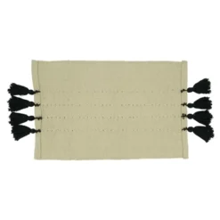 Saro Lifestyle Stripe Design Placemats With Tassels (Set Of 4), Black