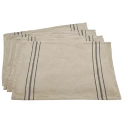 Saro Lifestyle Striped Linen Placemat, 14"x20" Oblong, Natural (Set Of 4) -Saro Lifestyle GUEST af6c12ed aab0 46fc b888 123d0144c7bf
