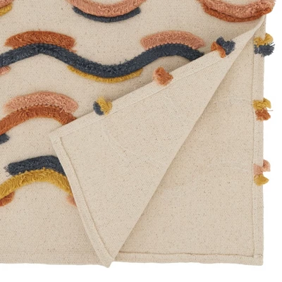 Saro Lifestyle Table Runner With Fringe Lace Appliqué Design, Multi, 16" X 72" 1 Saro Lifestyle Table Runner With Fringe Lace Appliqué Design, Multi, 16" X 72"