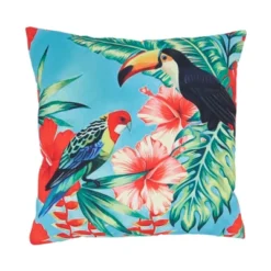 Saro Lifestyle Vibrant Toucan Outdoor Pillow With Poly Fill, 18"x18", Multicolored -Saro Lifestyle GUEST b02c2bfd 90de 4d4a 902b b069b903cd0f