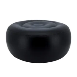 Saro Lifestyle Sketch Leaf Outdoor Ottoman, 21"x9" Round, Black/White -Saro Lifestyle GUEST b1a1eae9 6785 4ec7 8051 22f316e54247