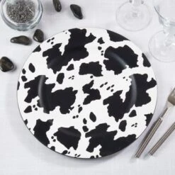 Saro Lifestyle Cow Spot Pattern Charger Plate (Set Of 4), 13"x13", Black 8 Saro Lifestyle Cow Spot Pattern Charger Plate (Set Of 4), 13"x13", Black -Saro Lifestyle GUEST b1e26eb0 4025 40d5 a124 7017a97a84b3